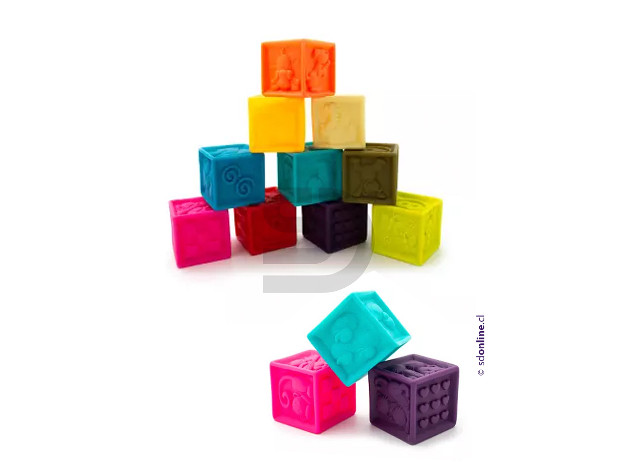 Maleta 10 cubos blandos colores y texturas. 5,5x5,5 cms 1