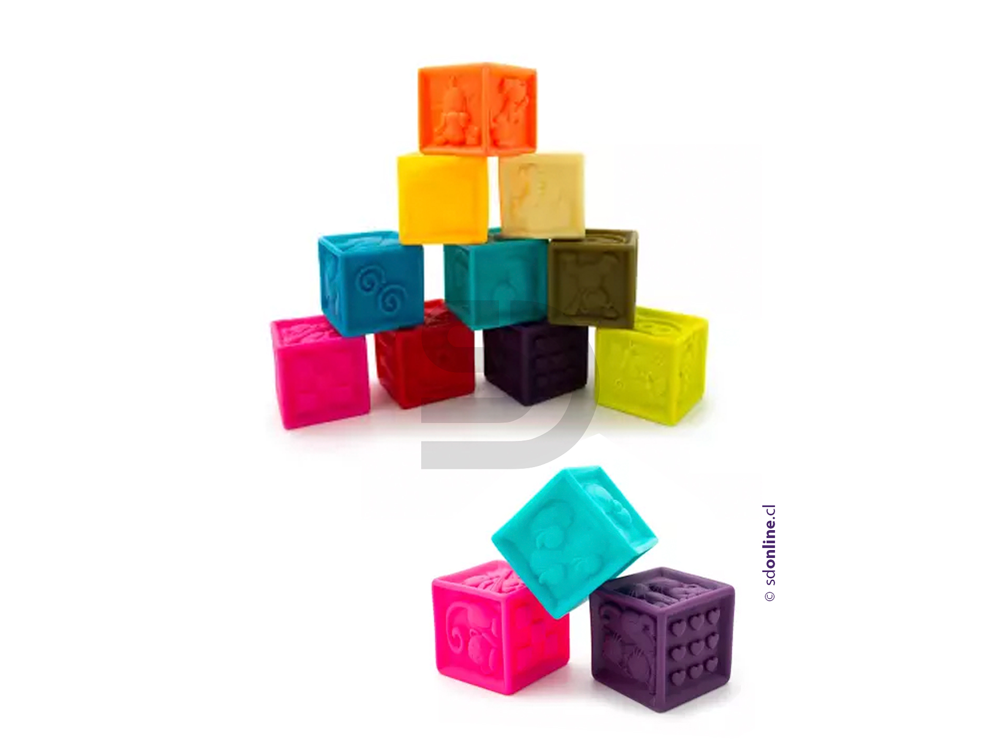 Maleta 10 cubos blandos colores y texturas. 5,5x5,5 cms 1