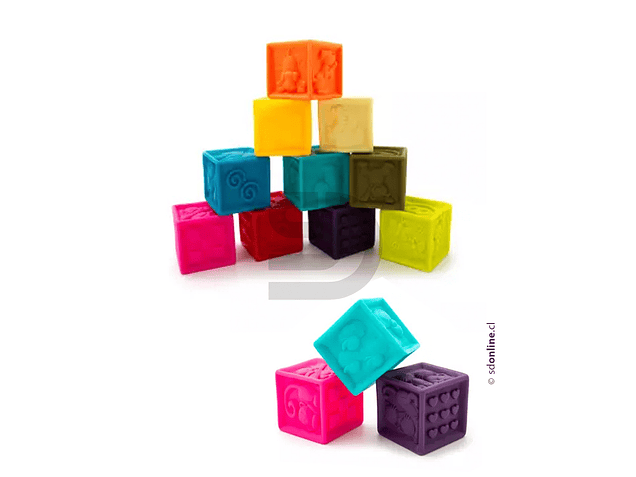 Maleta 10 cubos blandos colores y texturas. 5,5x5,5 cms 1