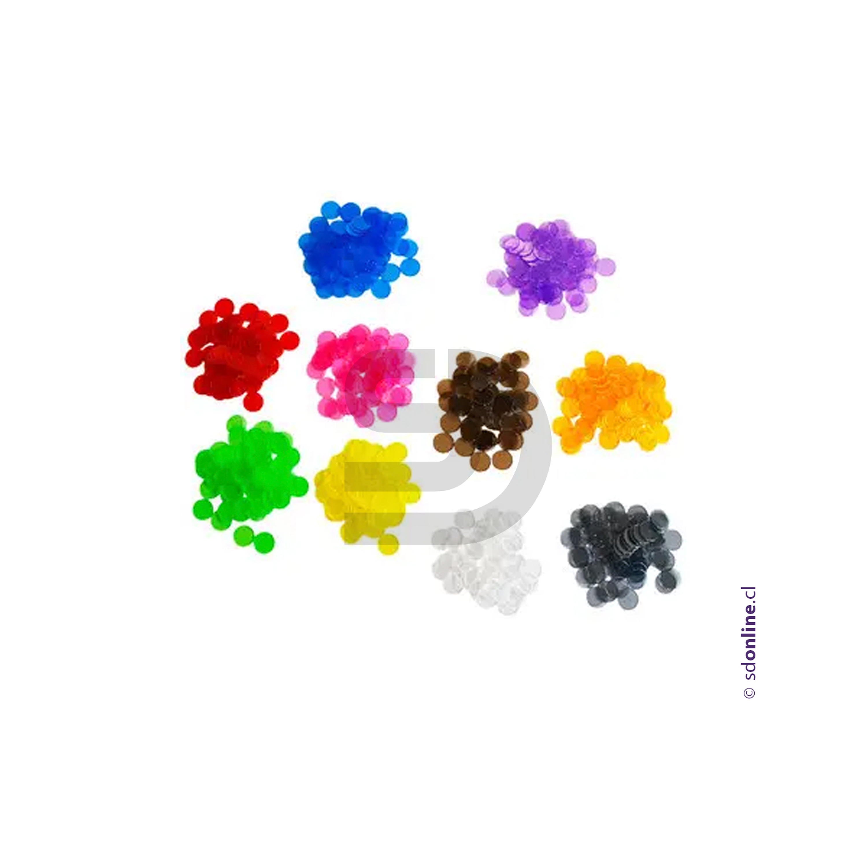 Fichas contadoras 500 U traslucidas 10 colores 22mm 1
