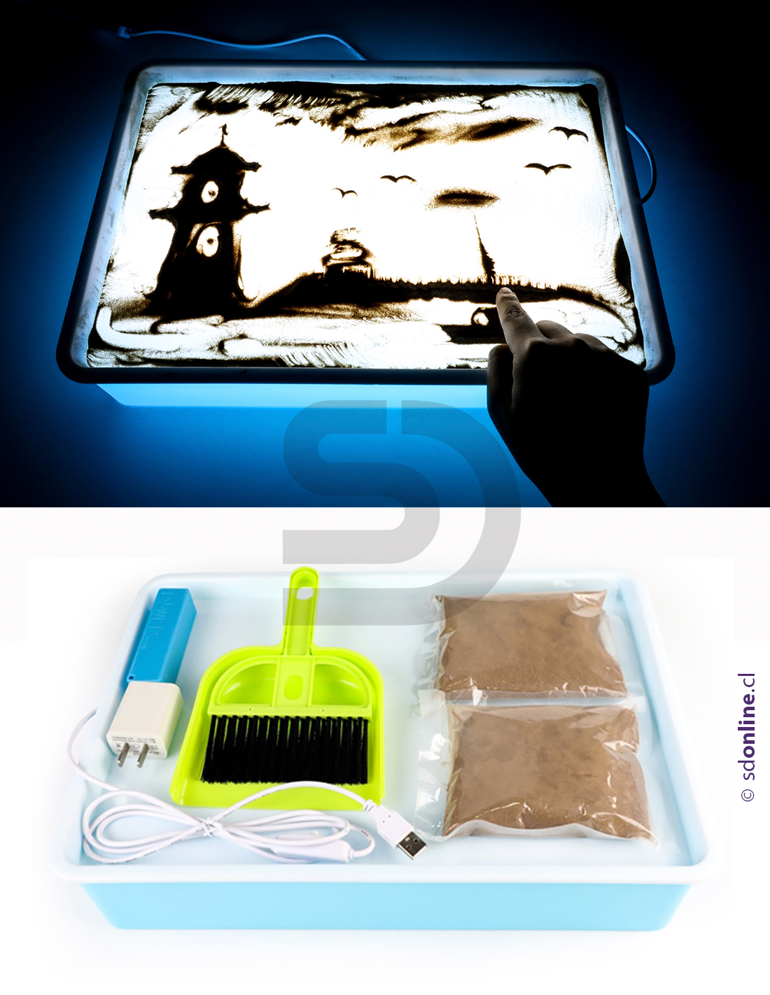 Bandeja de luz con accesorios