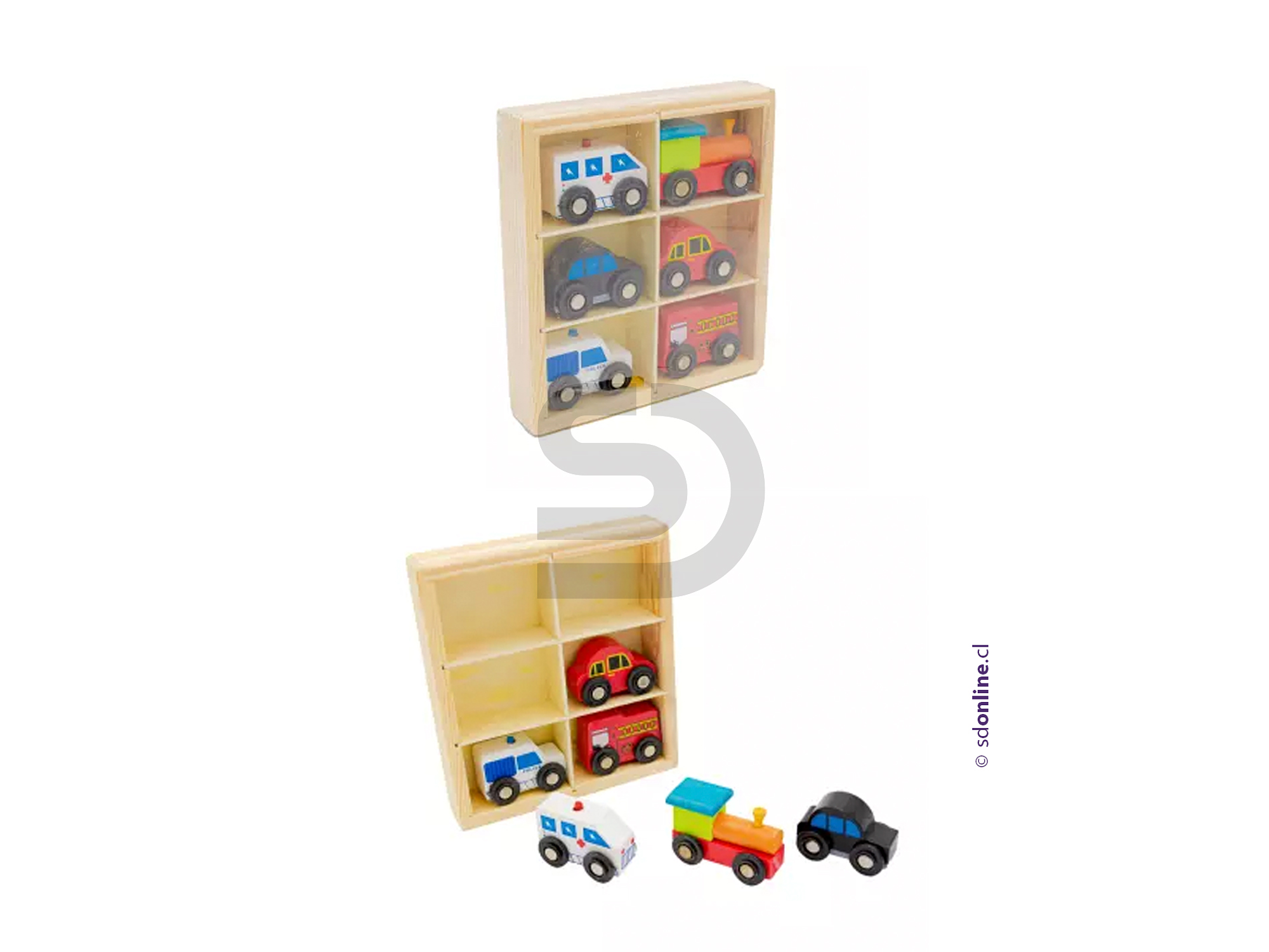 Set 6 medios de transporte cn caja madera 1