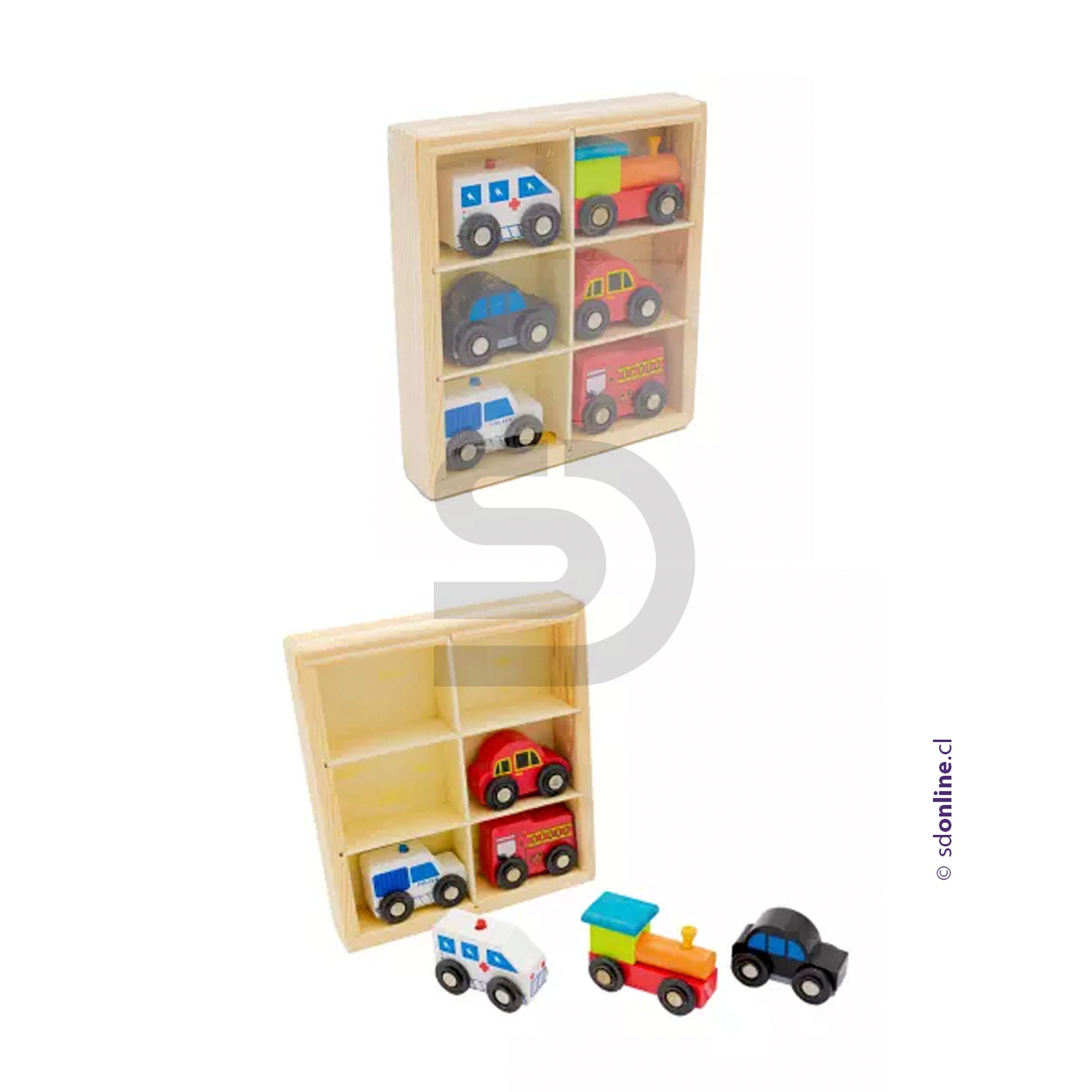 Set 6 medios de transporte cn caja madera 1