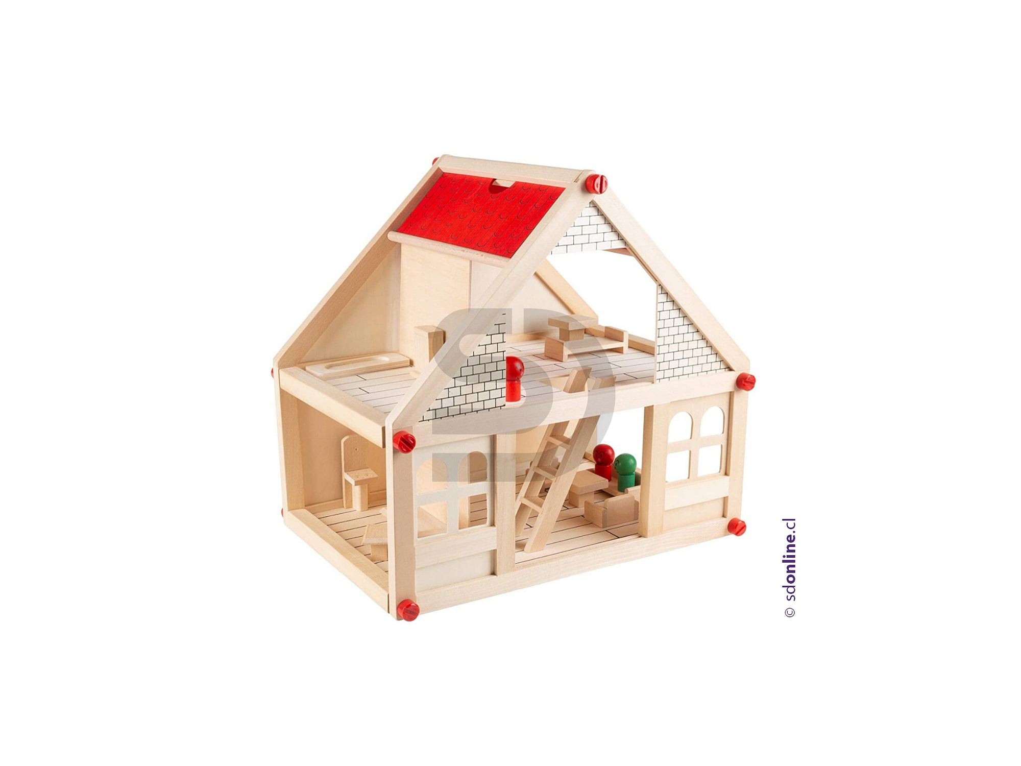 Casa de muñeca madera con accesorios y personajes 1