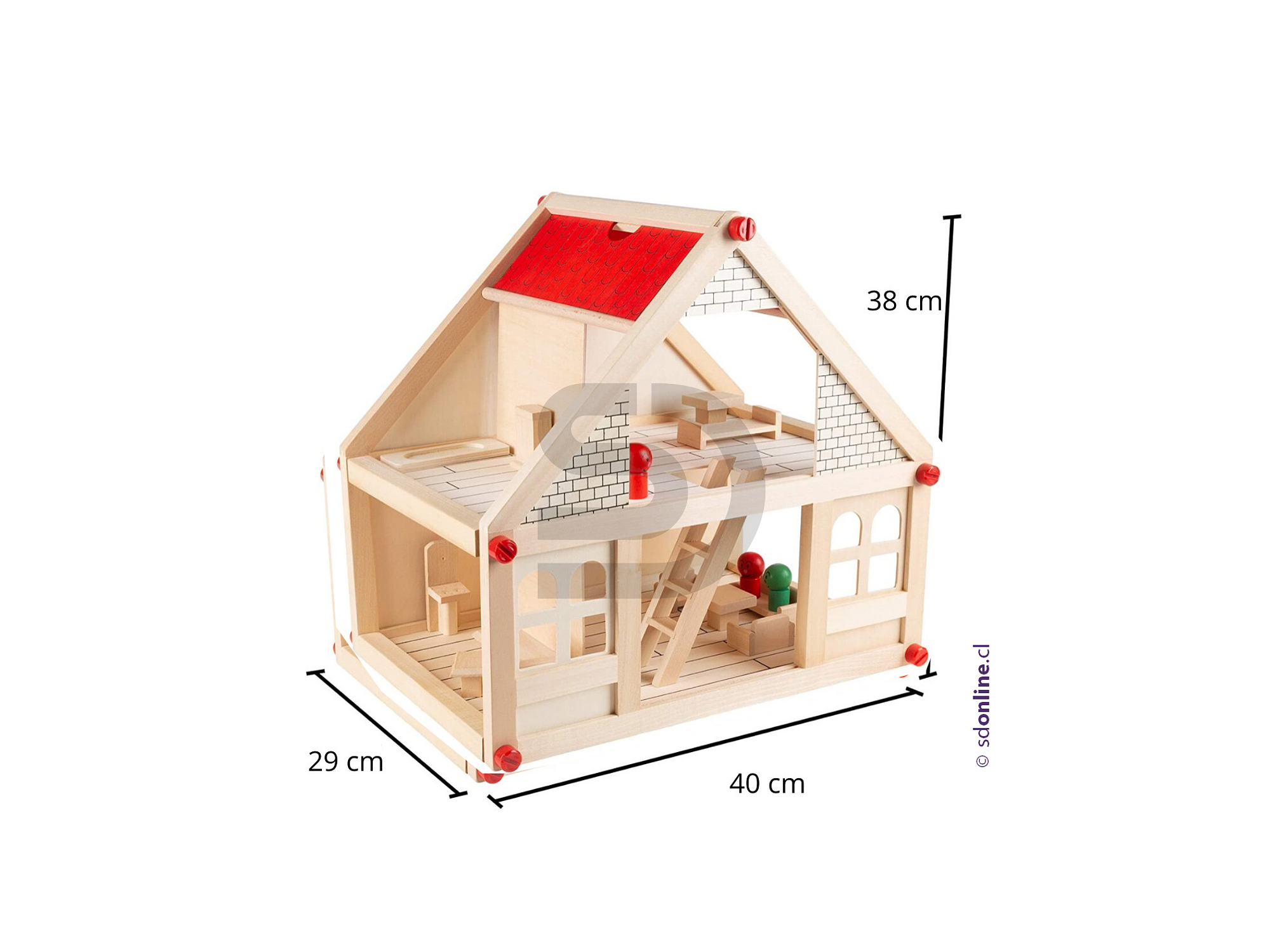 Casa de muñeca madera con accesorios y personajes 2