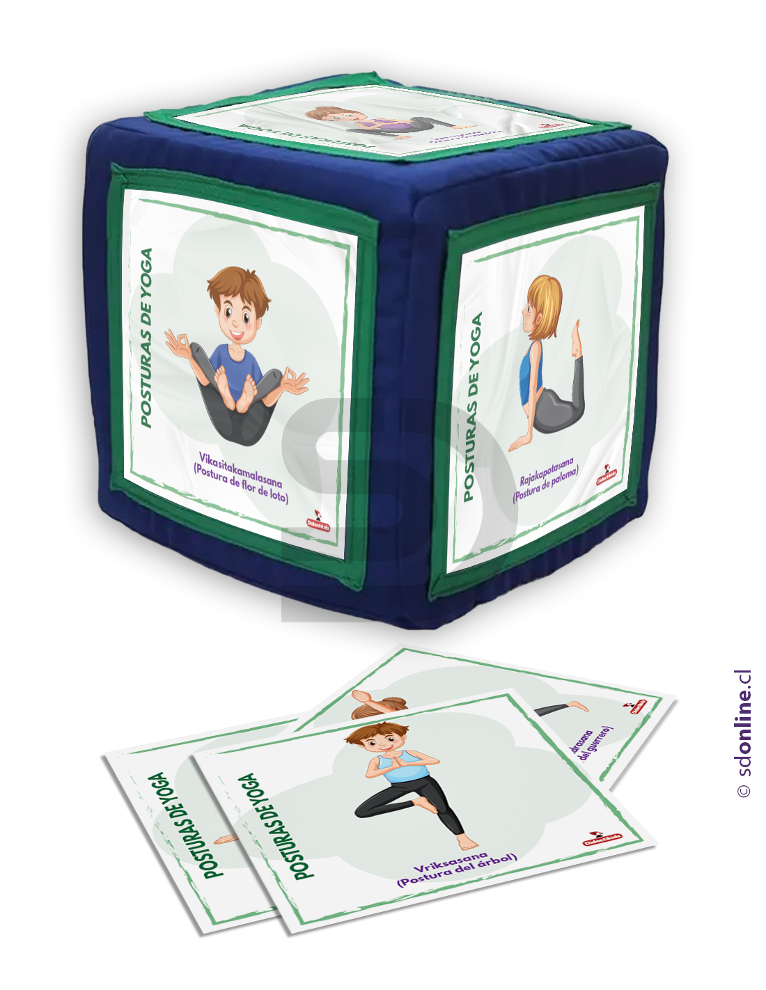 Cubo con posturas de yoga