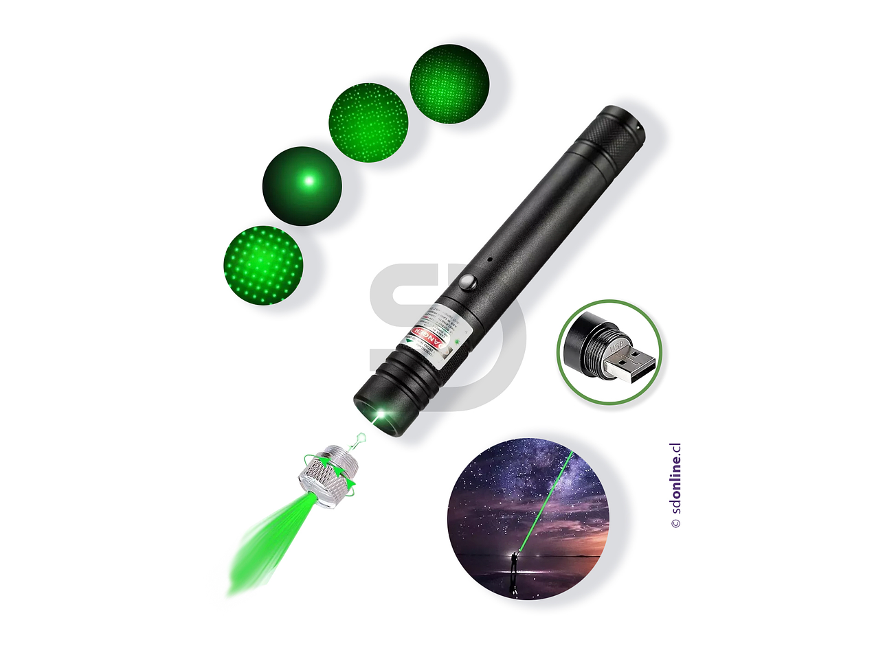 Puntero láser astronómico verde  1