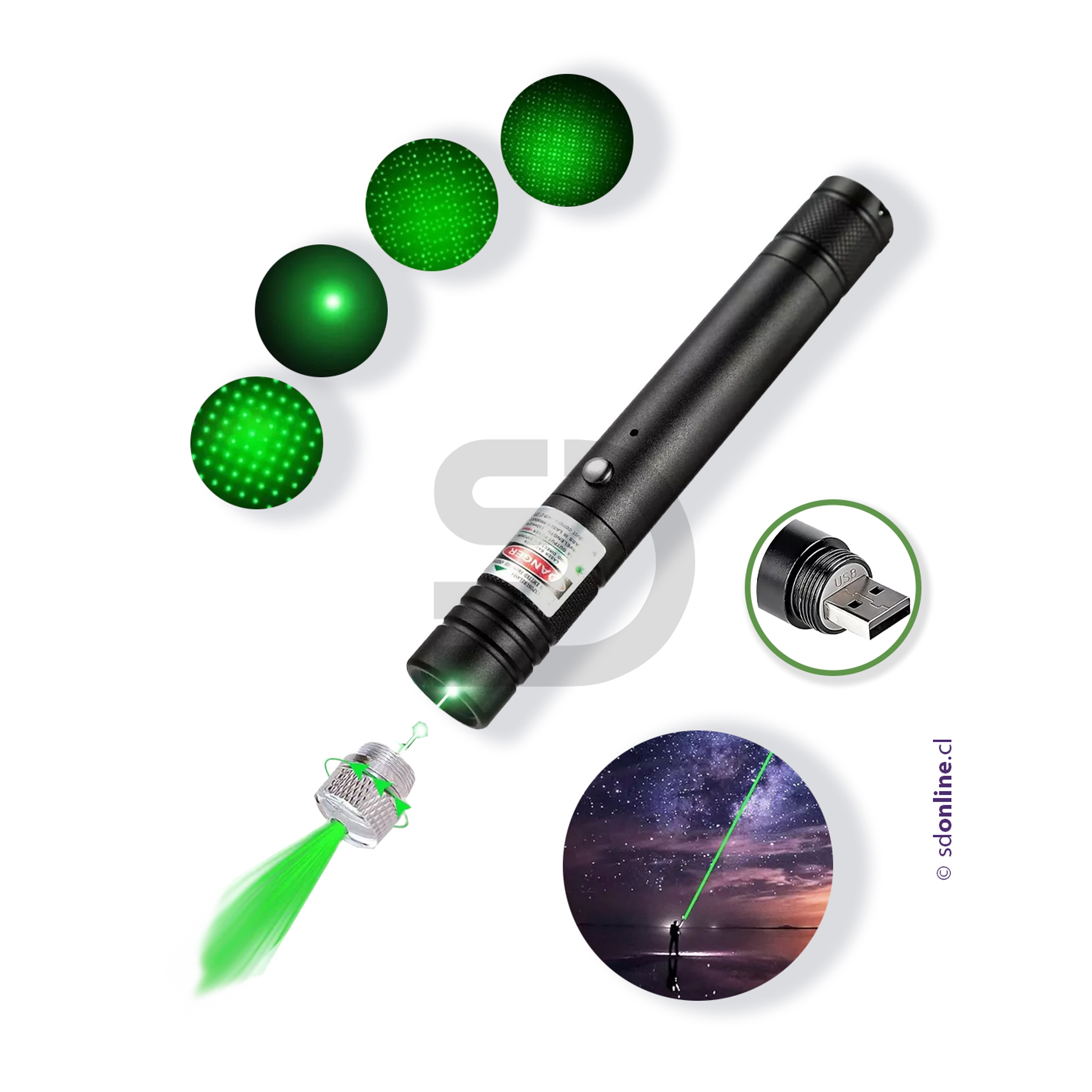 Puntero láser astronómico verde  1