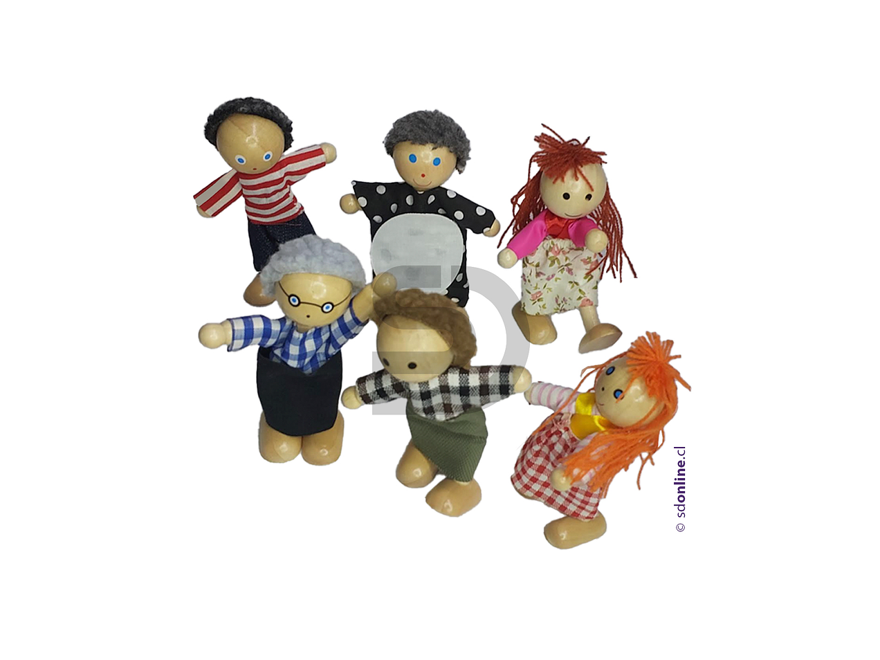 Familia Grande de madera 6 integrantes 11 Cm 1