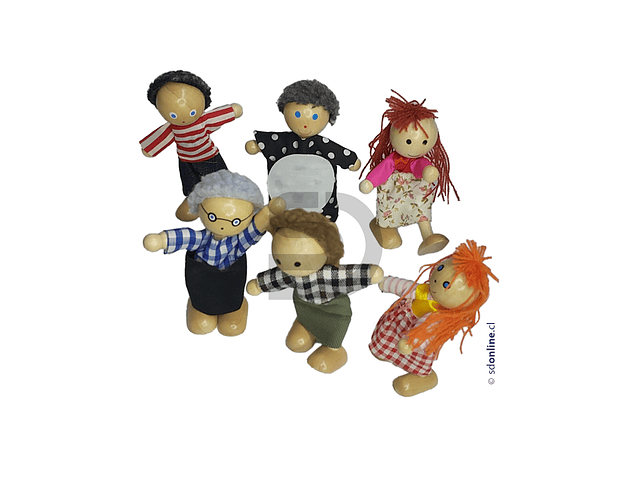 Familia Grande de madera 6 integrantes 11 Cm 1