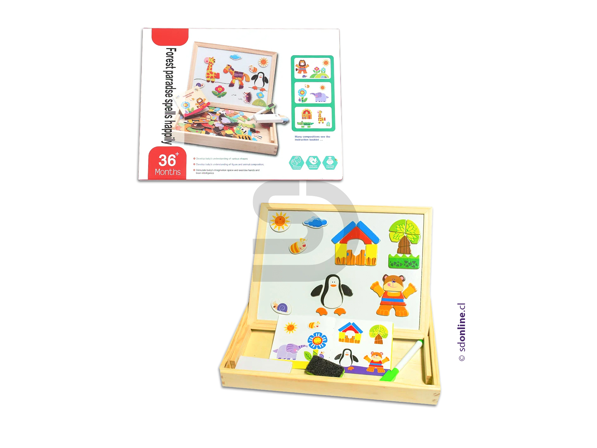 Kit pizarra magnética con actividades madera 2