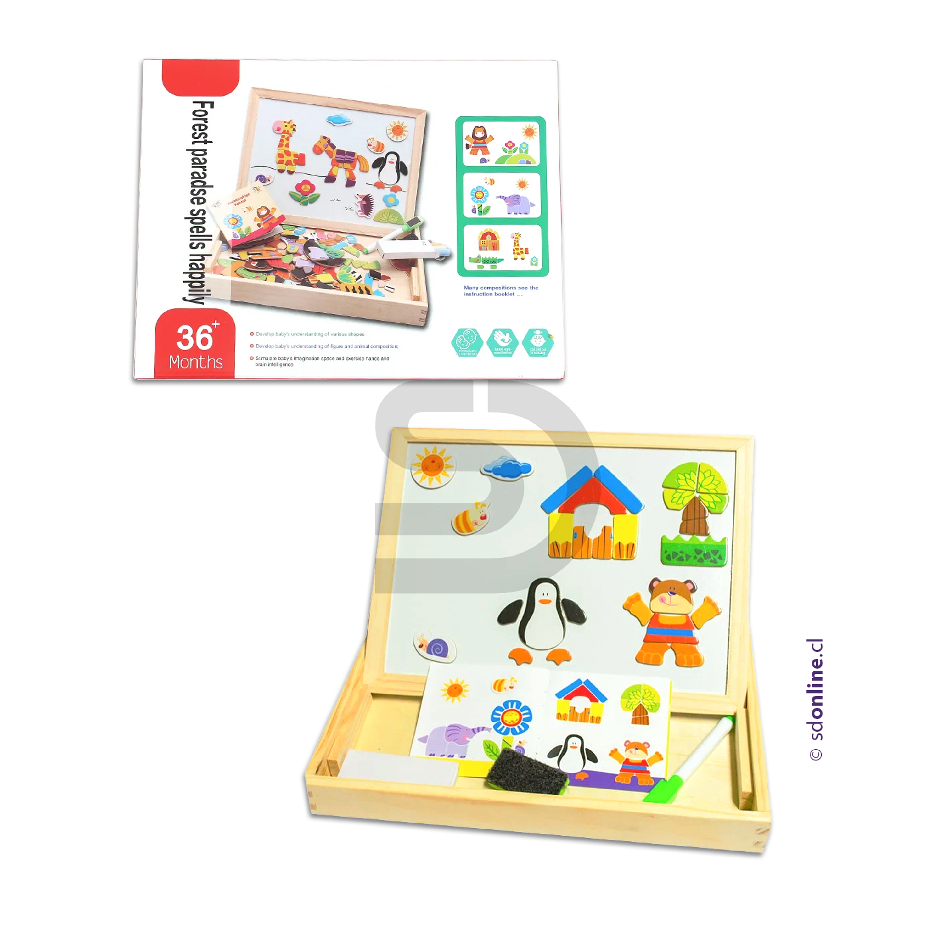 Kit pizarra magnética con actividades madera 2