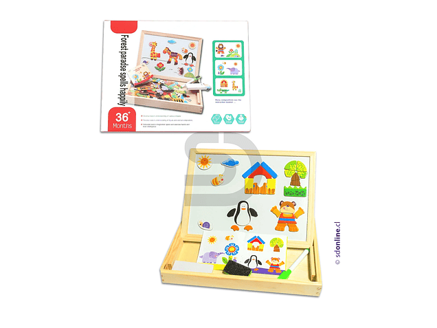 Kit pizarra magnética con actividades madera 2