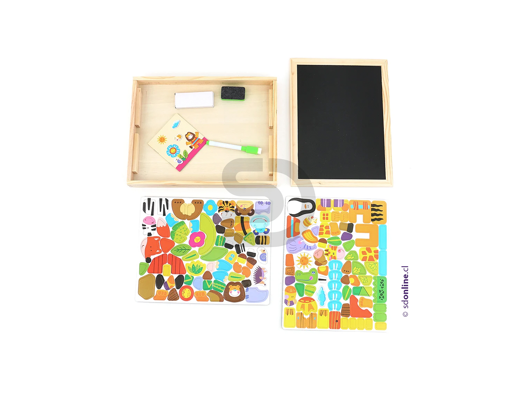 Kit pizarra magnética con actividades madera 1