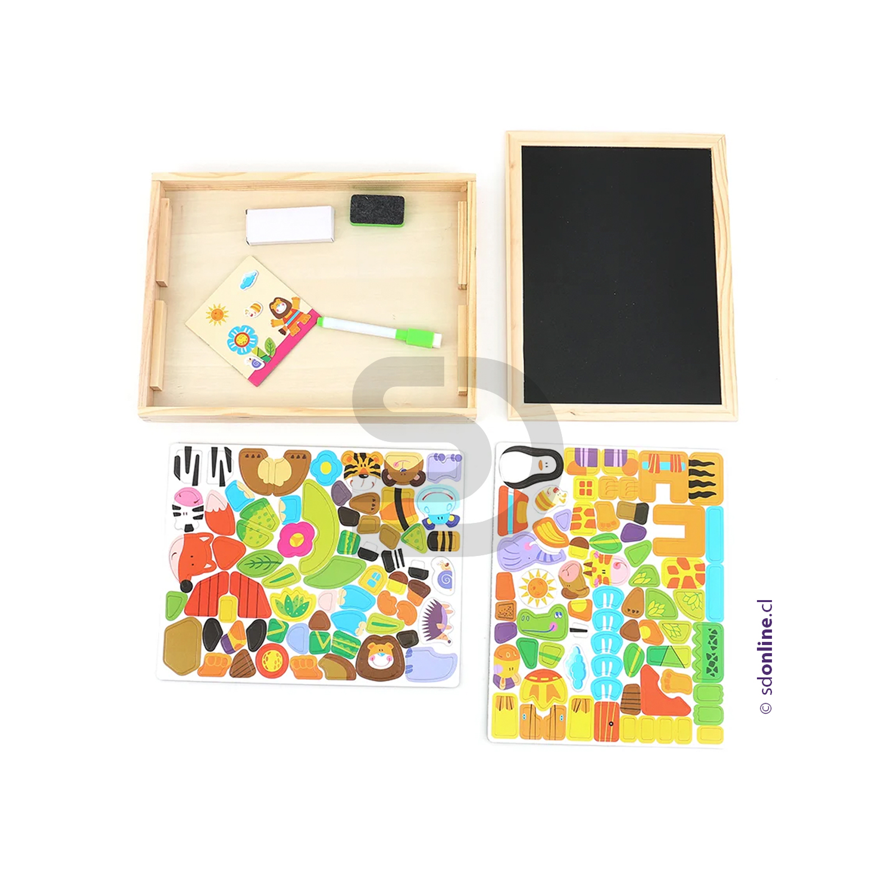 Kit pizarra magnética con actividades madera 1