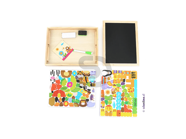 Kit pizarra magnética con actividades madera 1