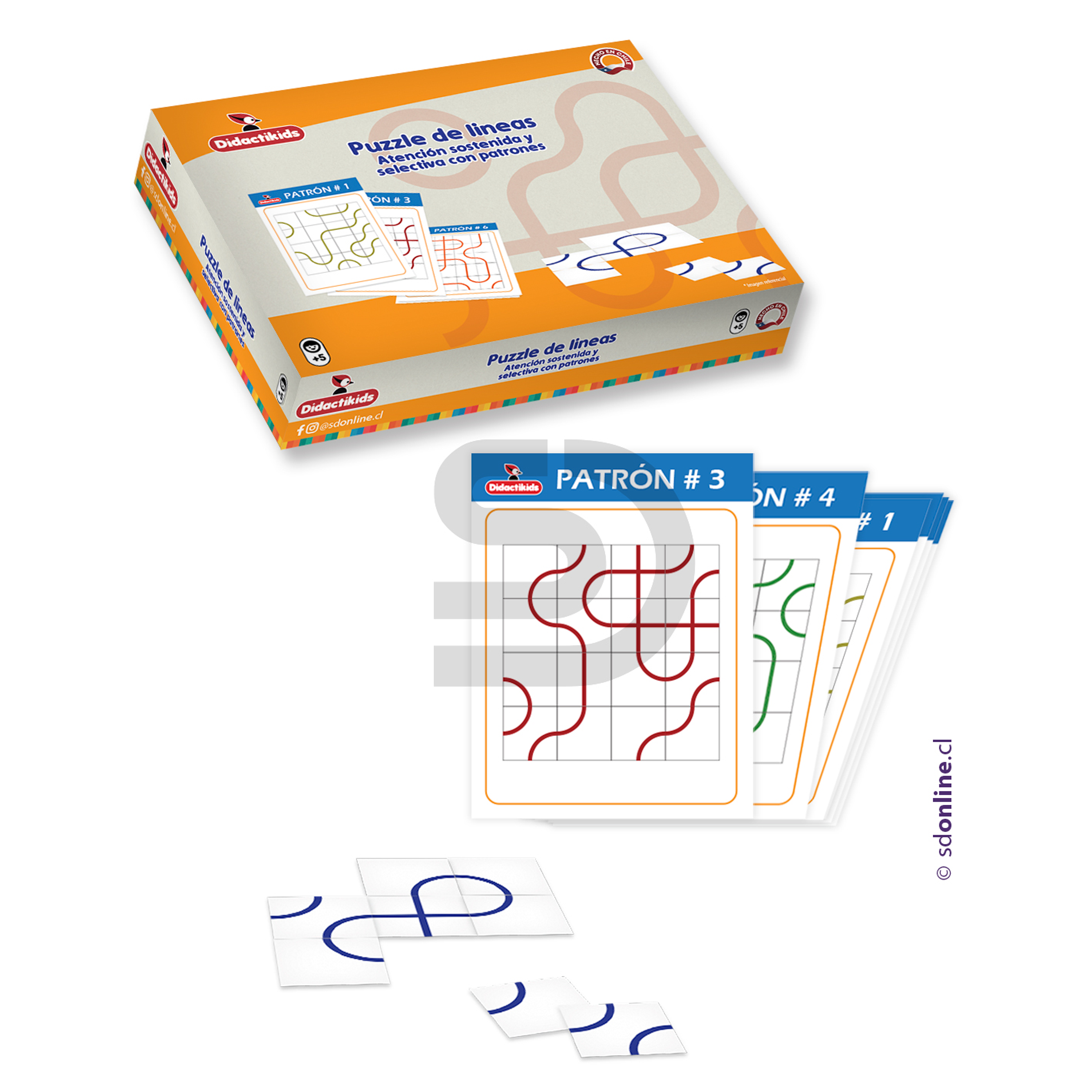 Puzzle de lineas atención sostenida y selectiva con patrones 1