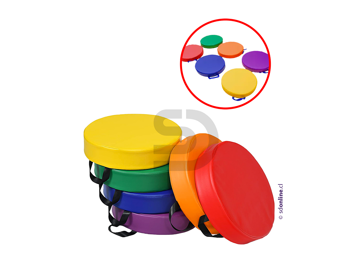 Set 6 cojines espuma con manilla 36x5cm 1