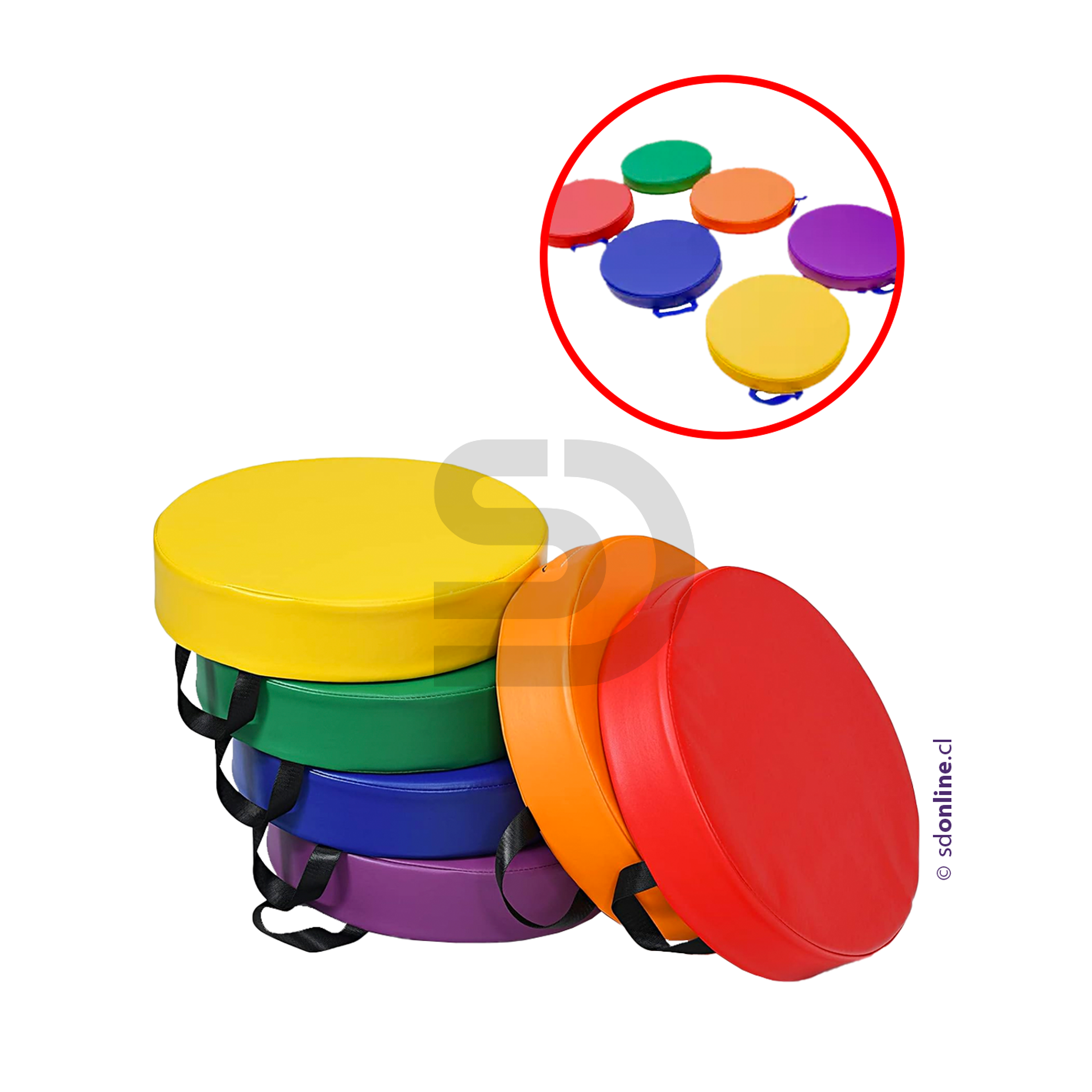 Set 6 cojines espuma con manilla 36x5cm 1