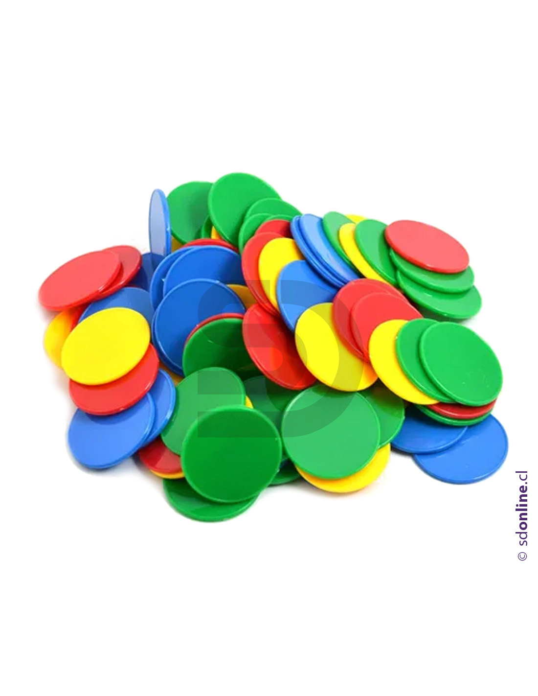 Fichas plásticas color según disponibilidad 15 mm 100 Und.
