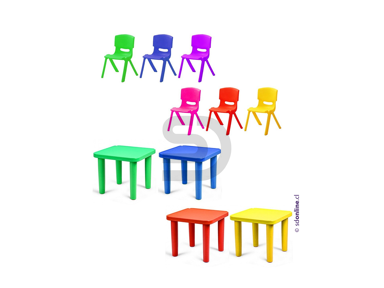 Mesa PVC infantil mas 4 sillas de colores 2