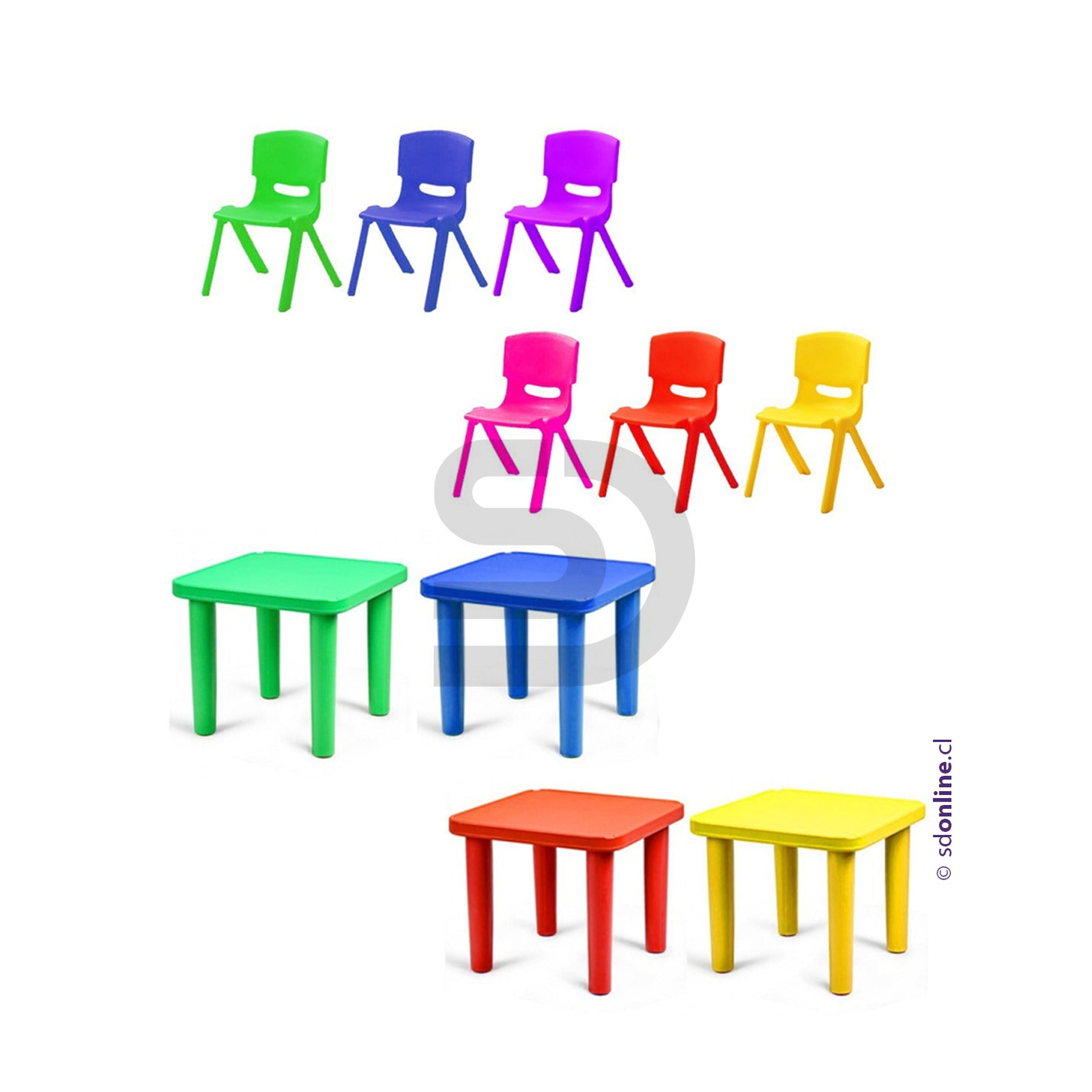 Mesa PVC infantil mas 4 sillas de colores 2