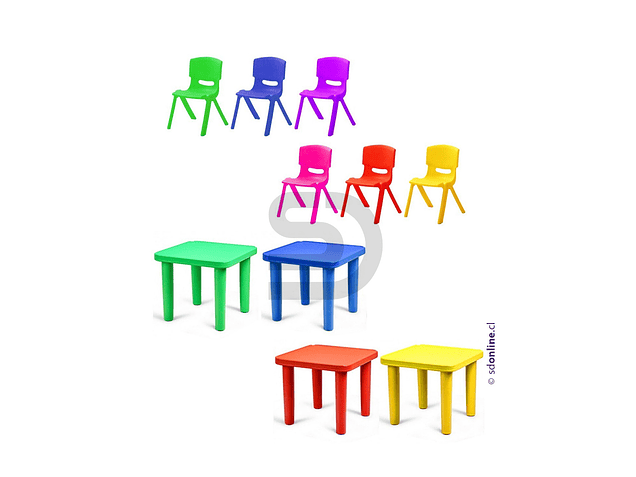 Mesa PVC infantil mas 4 sillas de colores 2