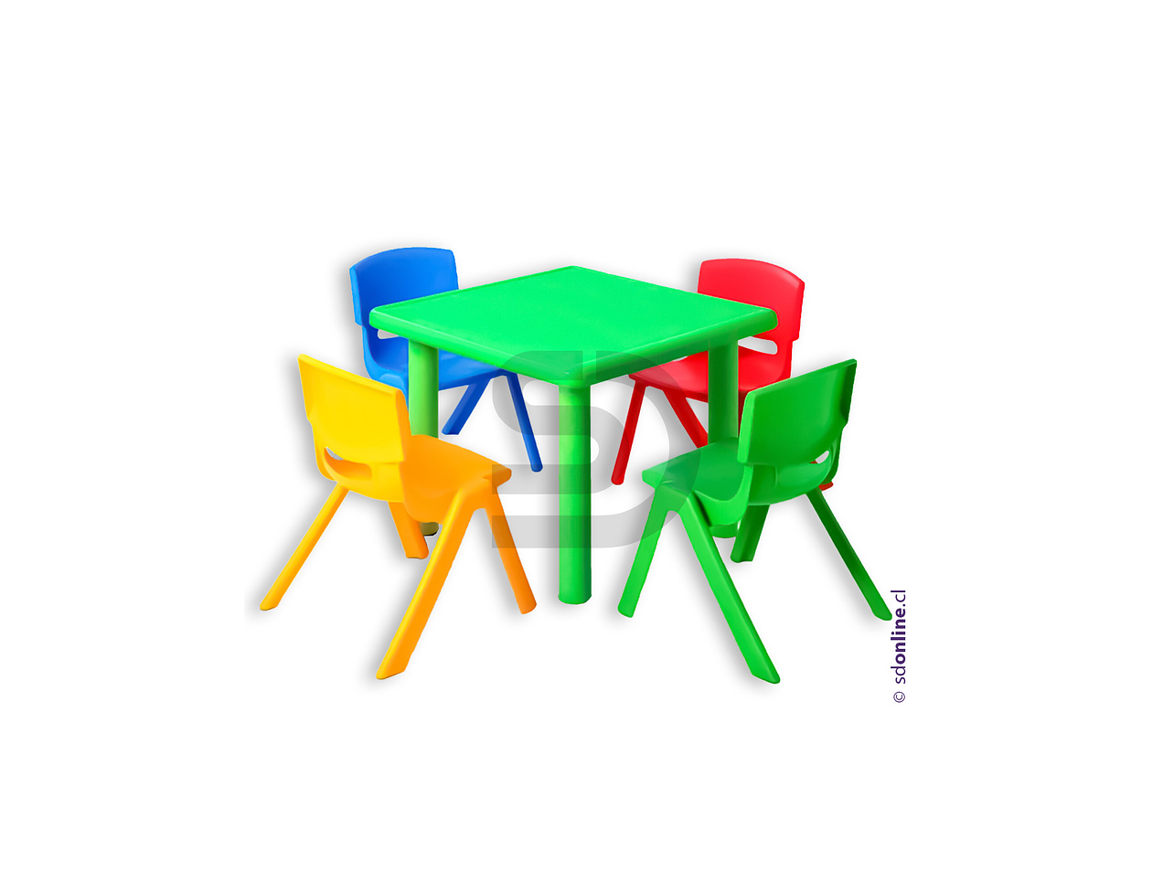 Mesa PVC infantil mas 4 sillas de colores 1