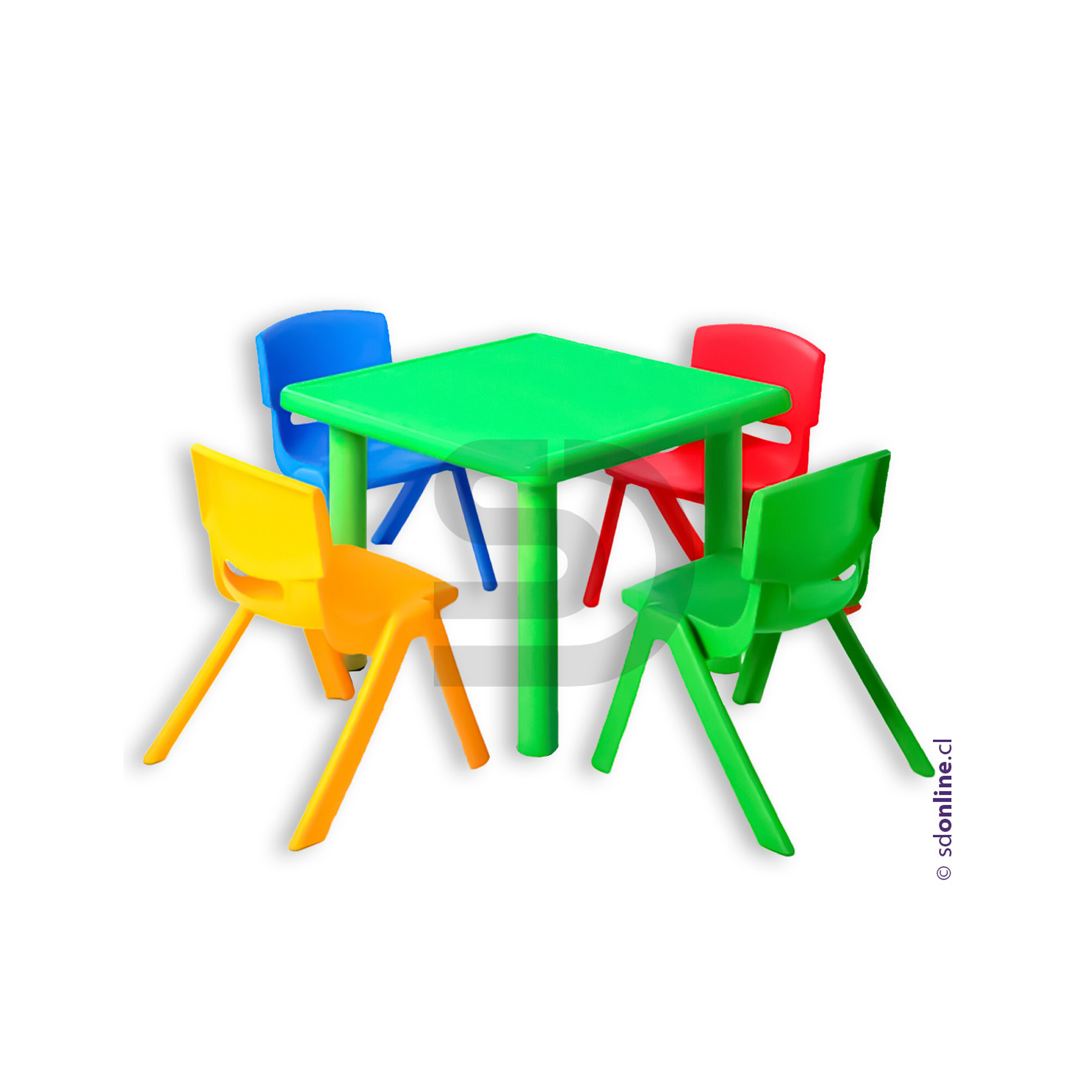 Mesa PVC infantil mas 4 sillas de colores 1