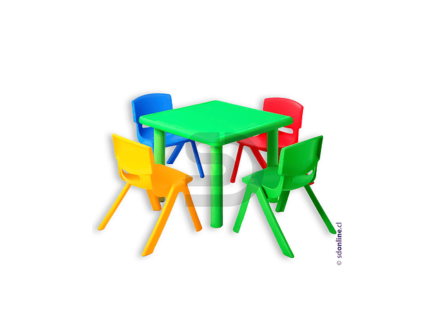 Mesa PVC infantil mas 4 sillas de colores 1