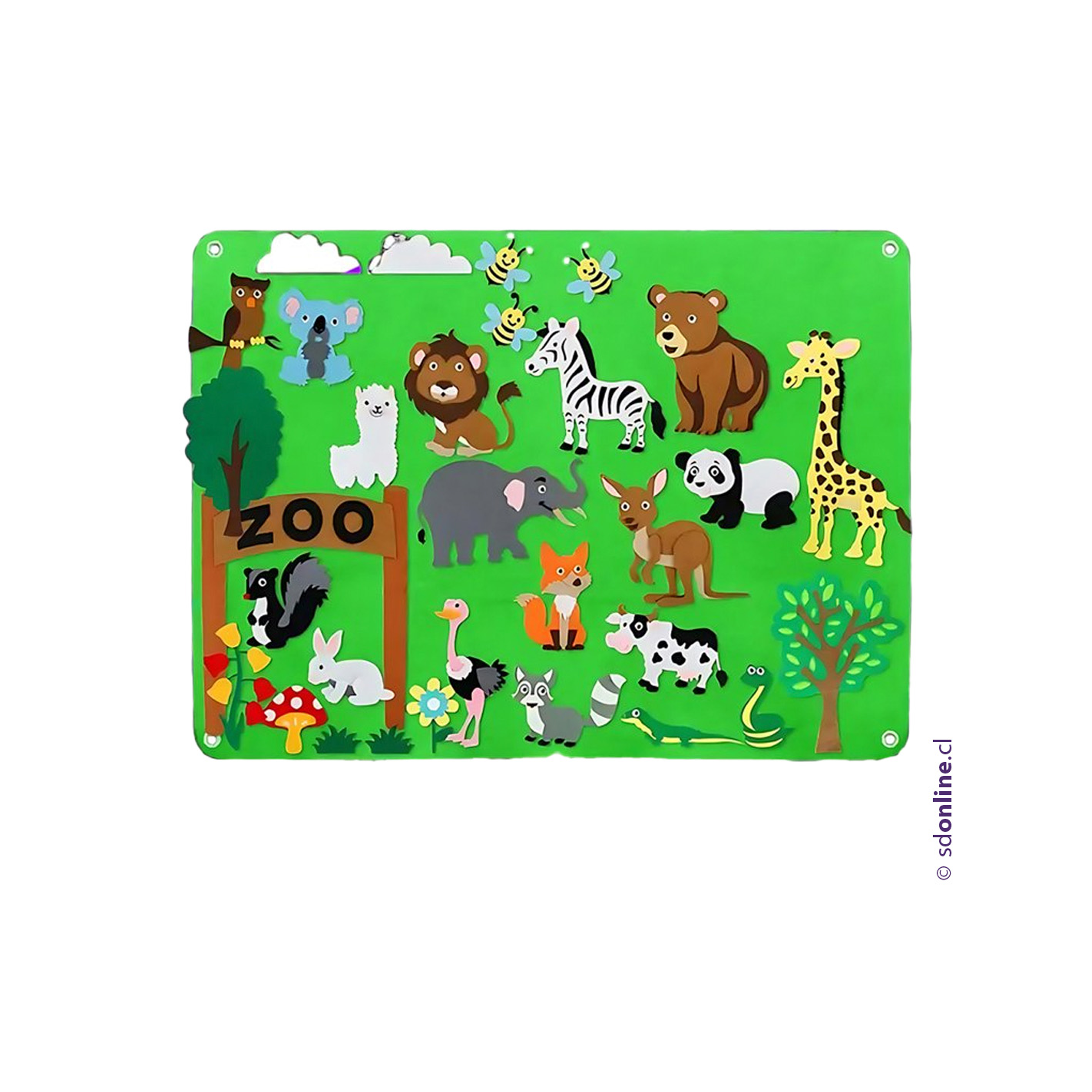 Tablero de fieltro desmontable animales del zoológico 1