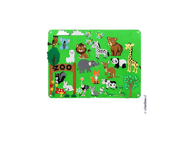 Tablero de fieltro desmontable animales del zoológico 1