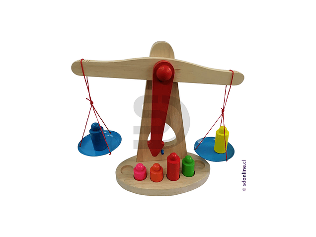 Balanza con pesos de madera 1
