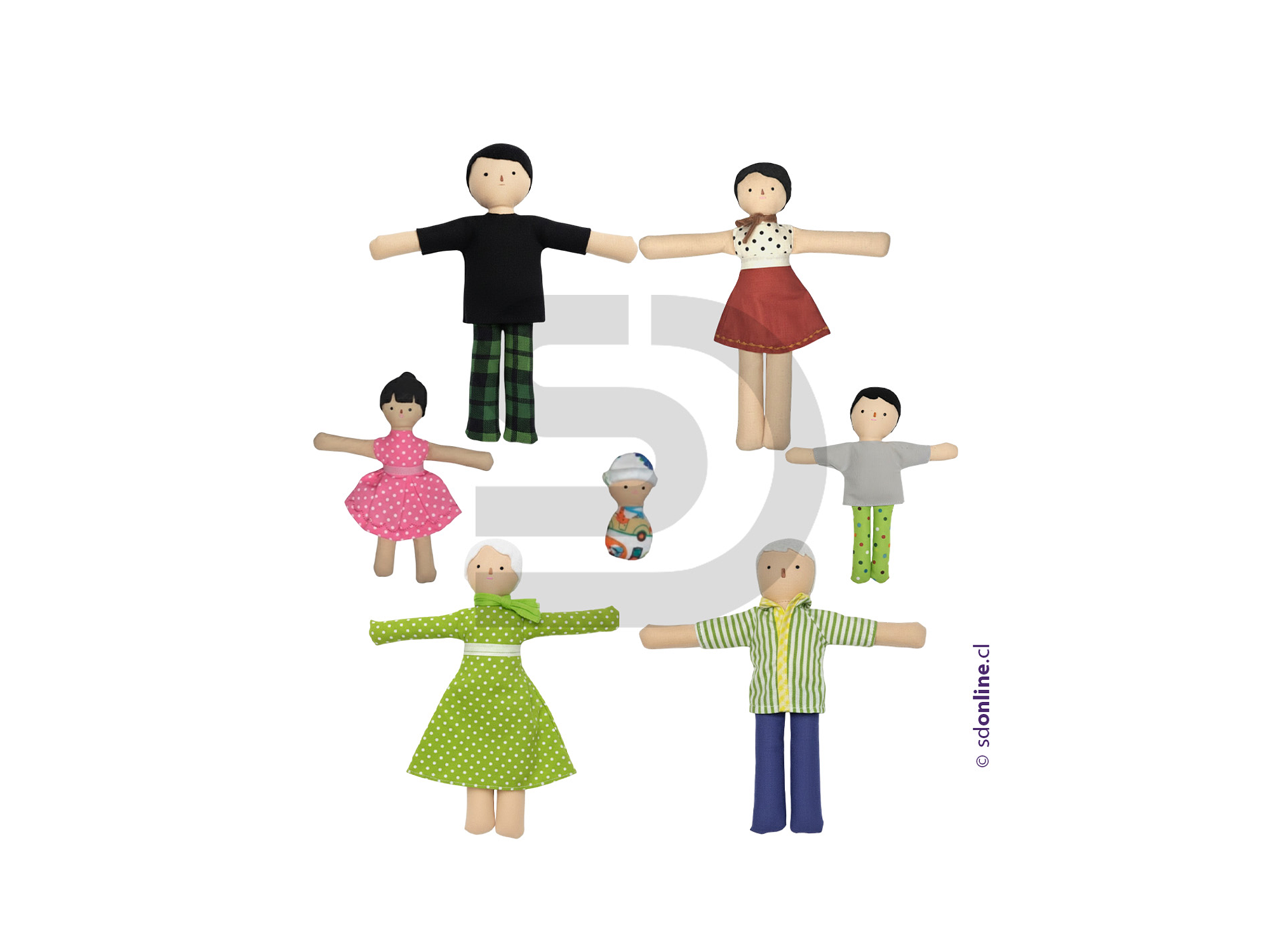 Familia de trapo 7 integrantes 20Cm 2