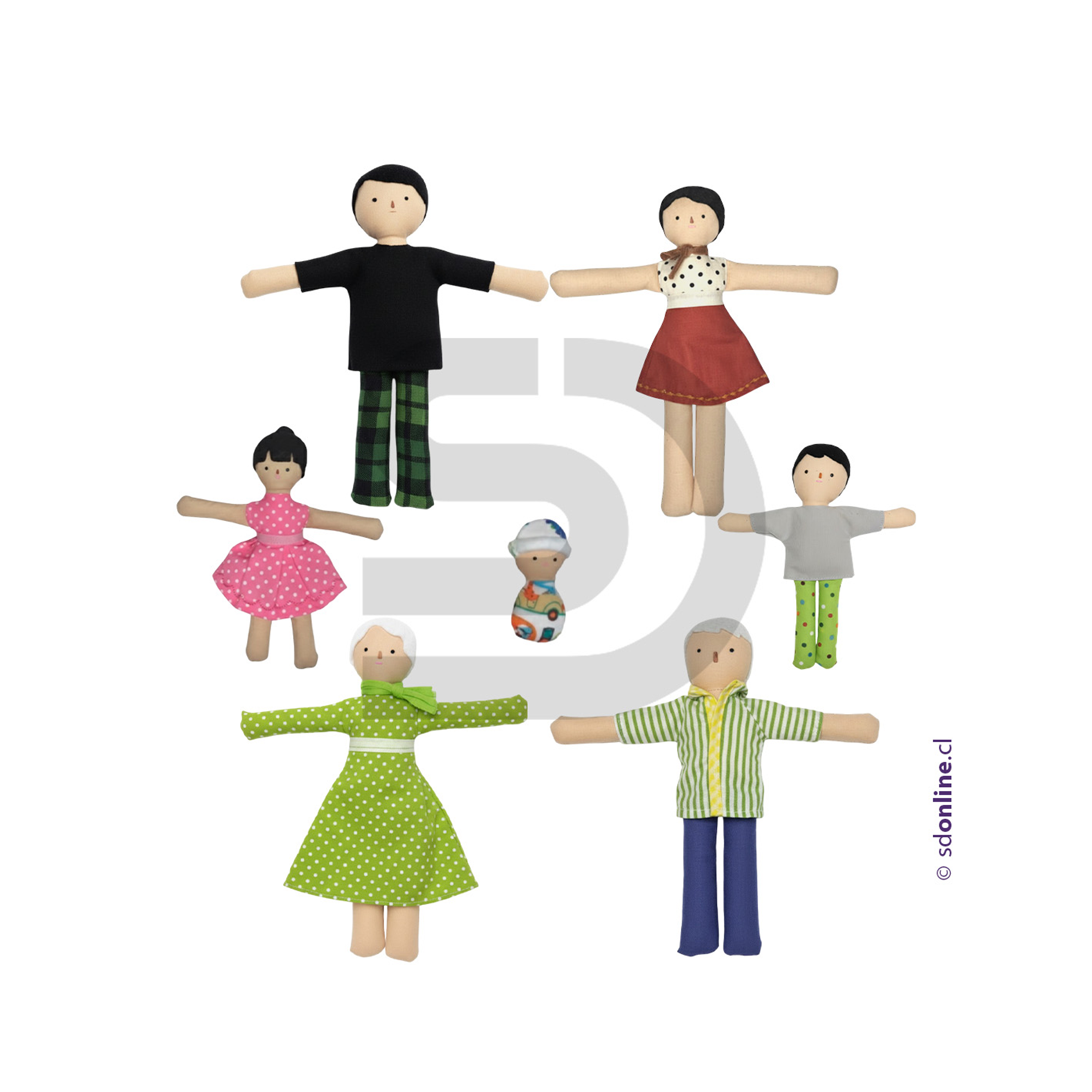 Familia de trapo 7 integrantes 20Cm 2