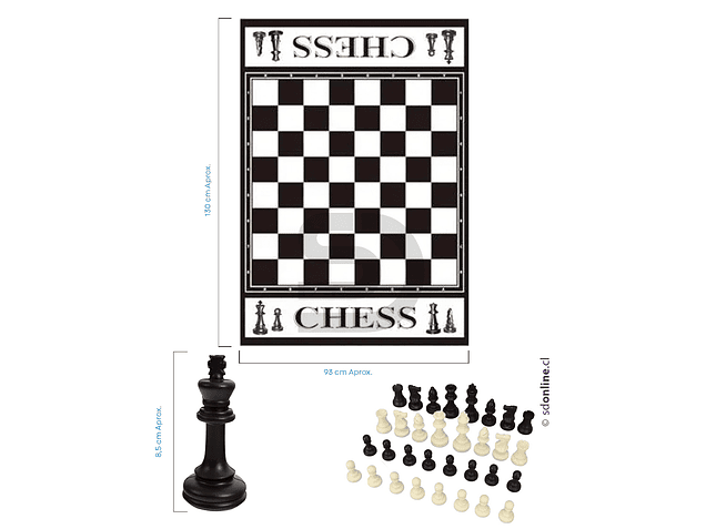 Ajedrez gigante con alfombra de 130x93 cm 2