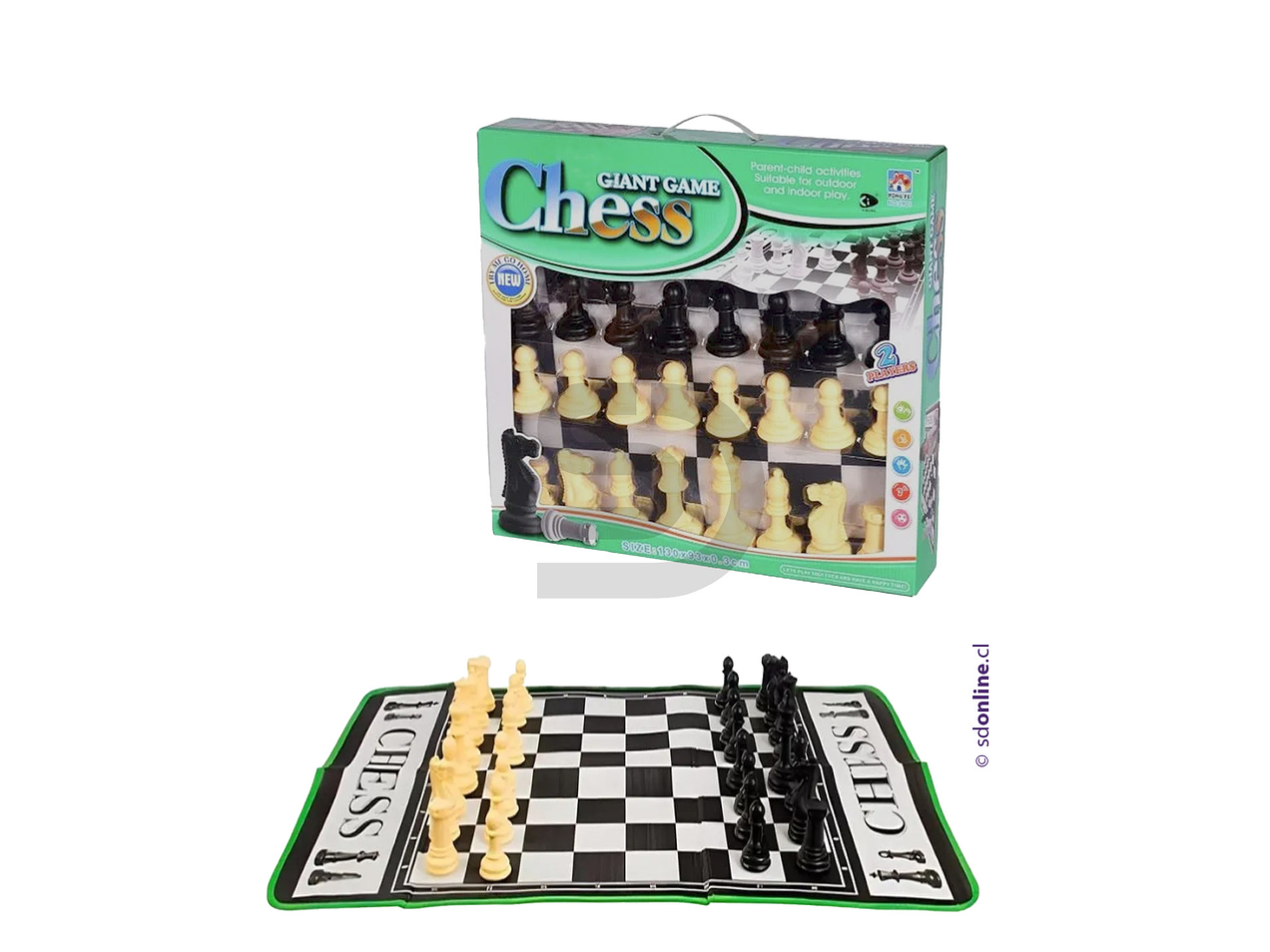 Ajedrez gigante con alfombra de 130x93 cm 1