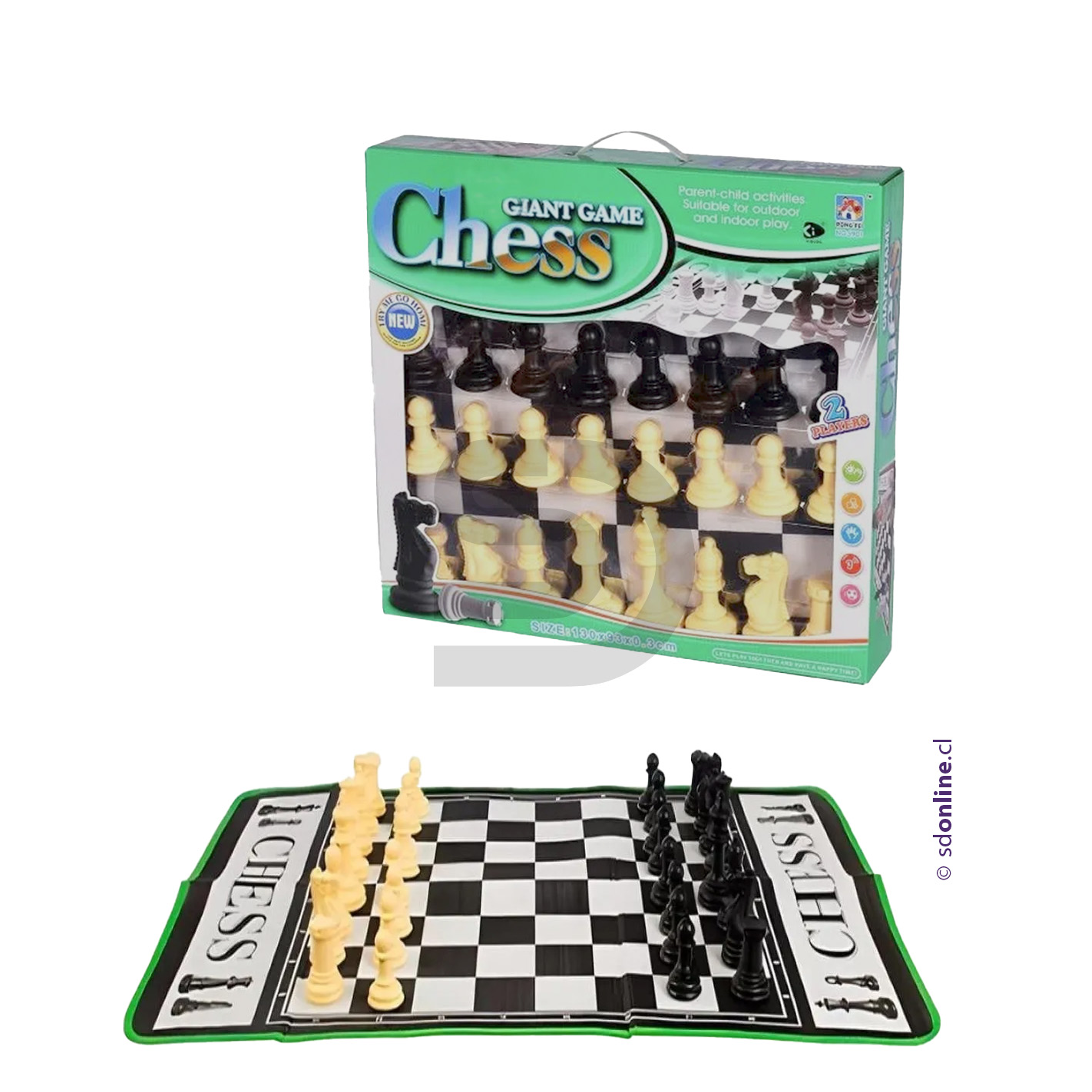 Ajedrez gigante con alfombra de 130x93 cm 1