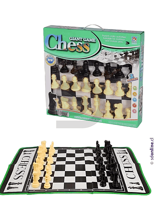 Ajedrez gigante con alfombra de 130x93 cm