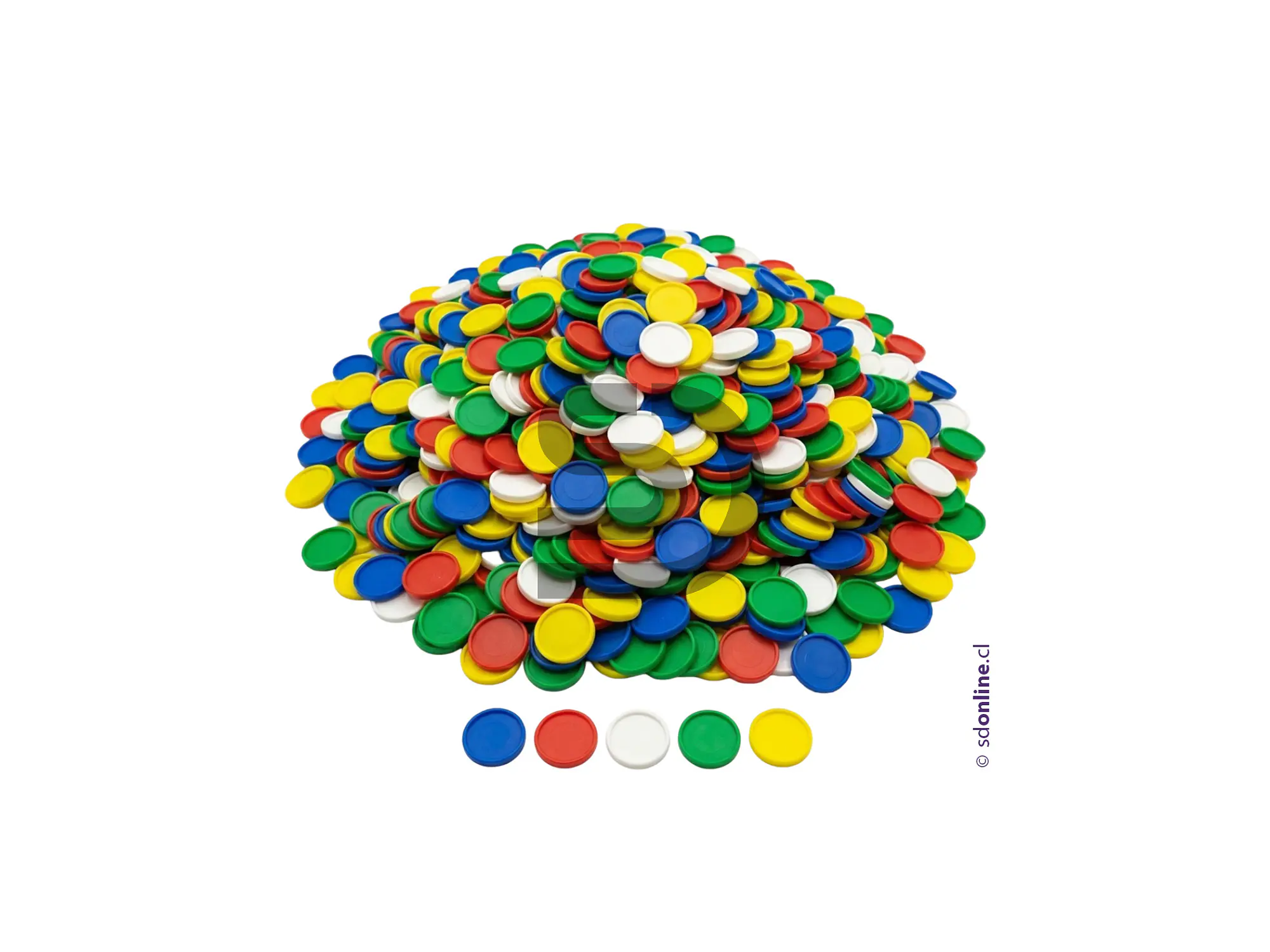 Fichas plásticas 5 colores 29Mm 500Und 1