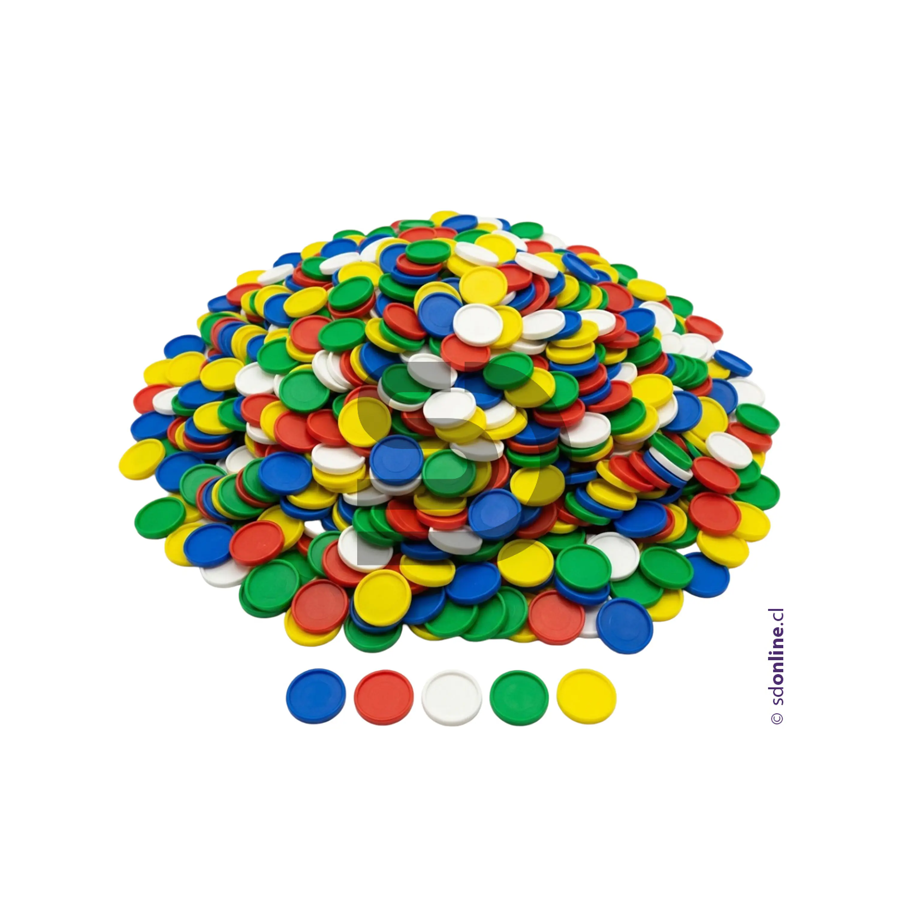 Fichas plásticas 5 colores 29Mm 500Und 1