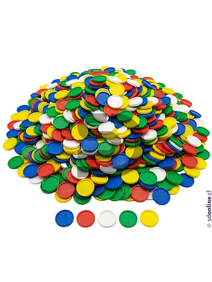 Fichas plásticas 5 colores 29Mm 500Und