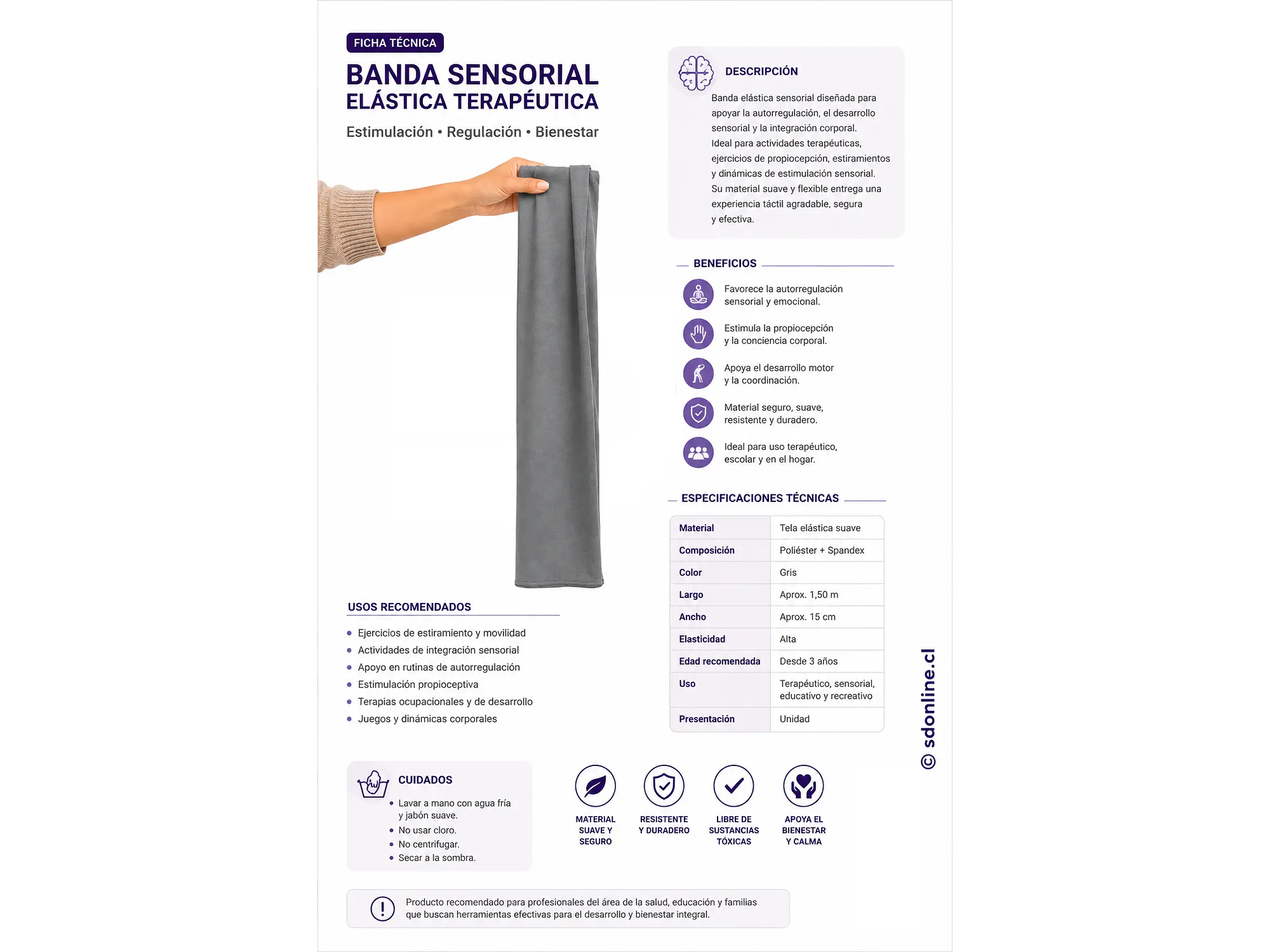 Banda sensorial elástica terapéutica premium  95x15 cm 1