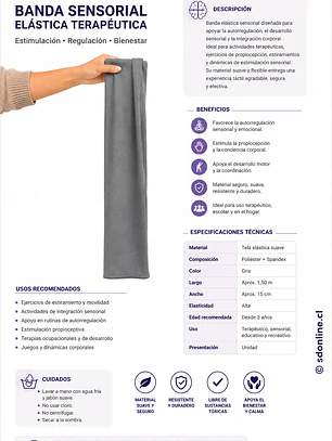 Banda sensorial elástica terapéutica premium  95x15 cm