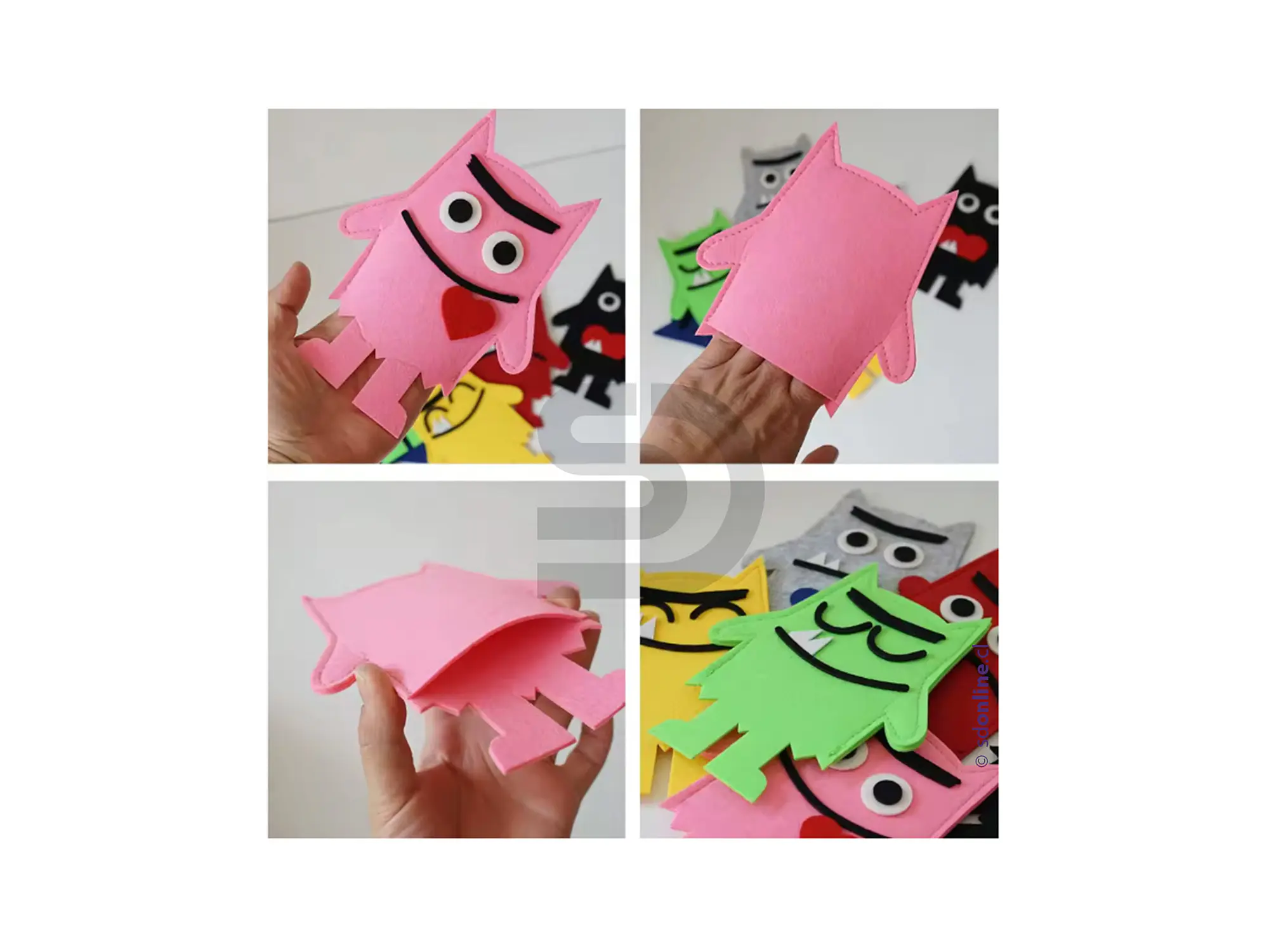 Set de títeres monstruos de colores  2