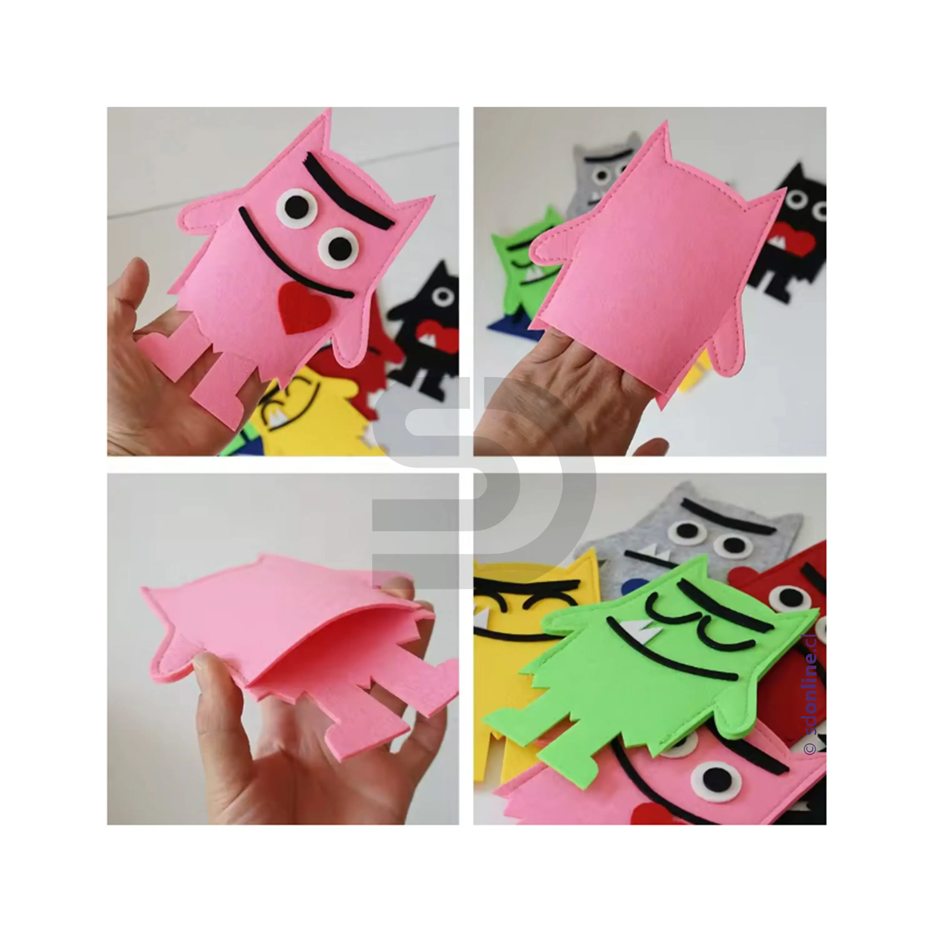 Set de títeres monstruos de colores  2