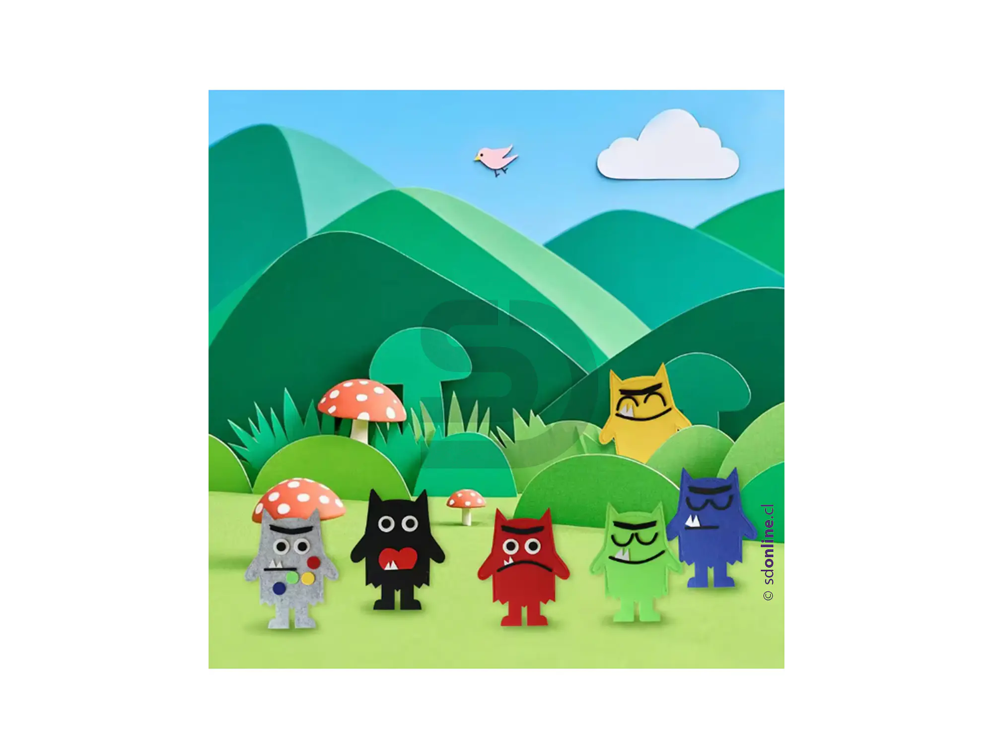 Set de títeres monstruos de colores  3