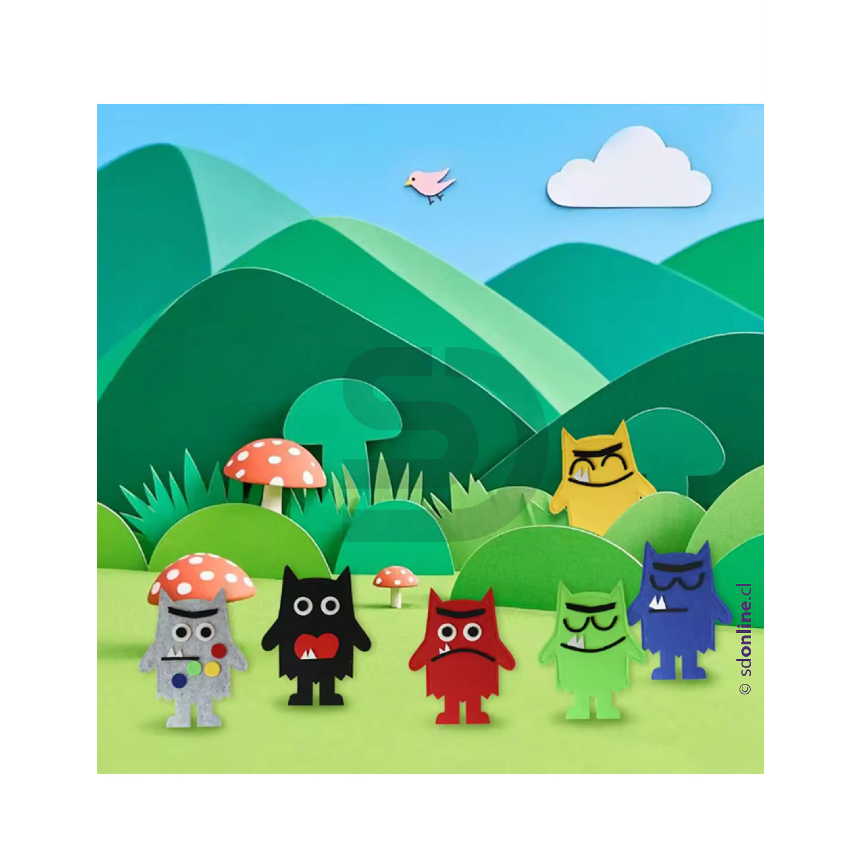 Set de títeres monstruos de colores  3