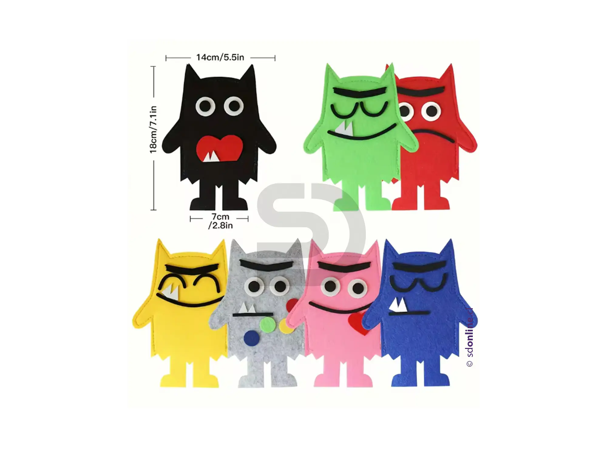 Set de títeres monstruos de colores  1
