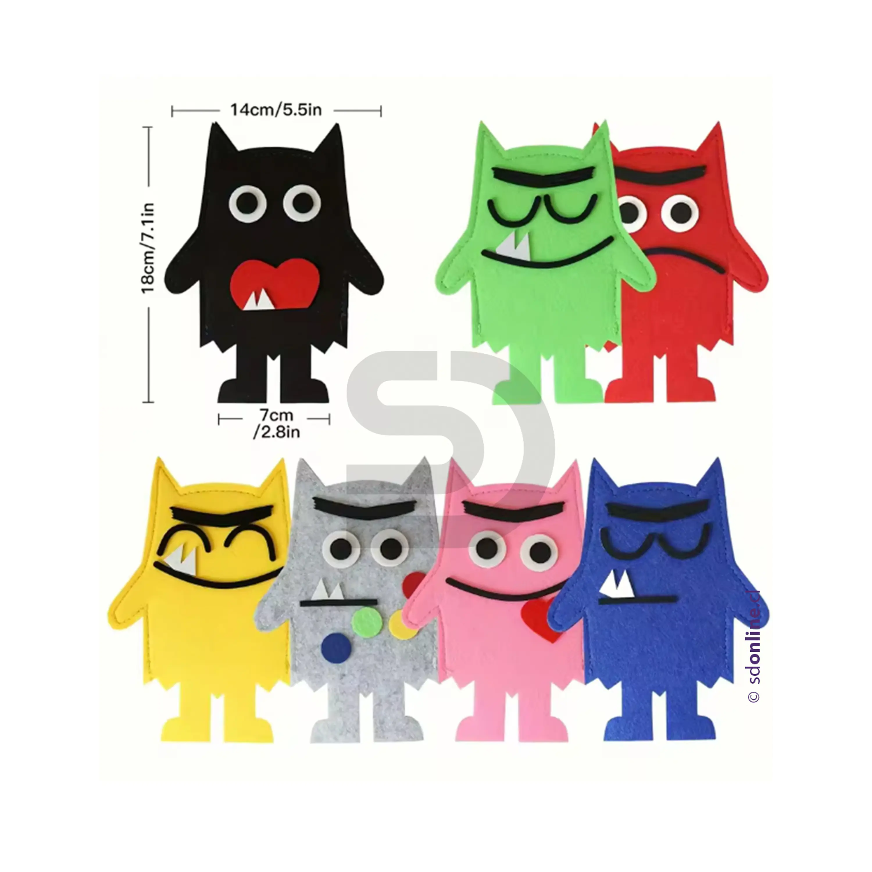 Set de títeres monstruos de colores  1